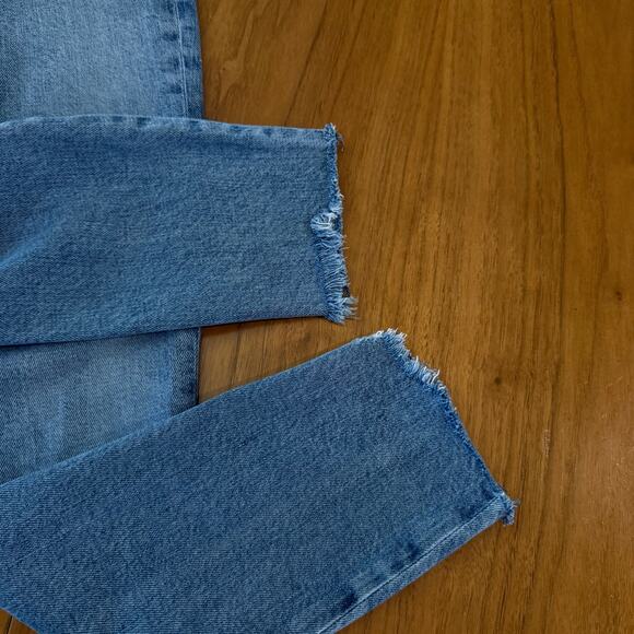 AGOLDE Jeans Size 26 Nico High Rise Button Fly Fray Raw Hem Light Wash Stretch - Picture 10 of 16